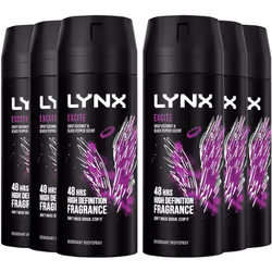 6 x Lynx 48 hrs Deodorant Body Spray 150ml - Excite