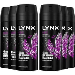 6 x Lynx 48 hrs Deodorant Body Spray 150ml - Excite