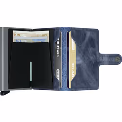 Secrid Miniwallet Vintage Wallet Blue Aluminium, Leather