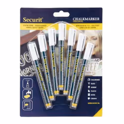 SECURIT Liquid Chalk Markers 1-2mm Nib White (Pack 7) - BL-SMA100-V7-W