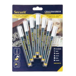 SECURIT Liquid Chalk Markers 1-2mm Nib White (Pack 7) - BL-SMA100-V7-W