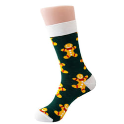 Christmas Festive Socks Unisex Novelty Gingerbread - Green Gingerbread Man