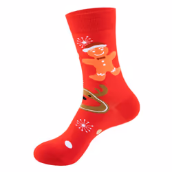 Christmas Festive Socks Unisex Novelty Gingerbread - Red Christmas Cookie