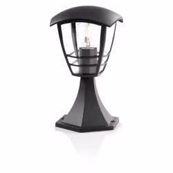 Philips myGarden Creek Pedestal/Pathway Light 60W E27 No-bulb, Outdoor pedestal/post lighting, Black, Aluminium, IP44, Garden ...