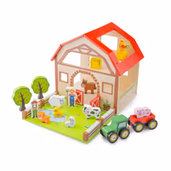 New Classic Toys Wooden Farm House Playset, Farm, 3 yr(s), Multicolour, Wood