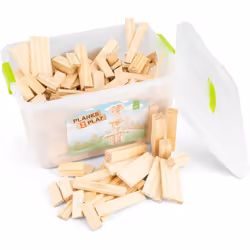 New Classic Toys P2S0250 Planks2Play Wooden Building Planks, 250 Pieces-Mixed Box-Natural