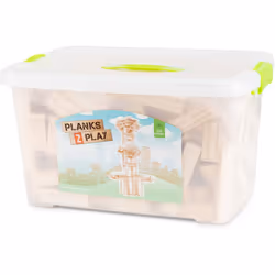 New Classic Toys P2S0250 Planks2Play Wooden Building Planks, 250 Pieces-Mixed Box-Natural