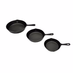 Set Of 3 BBQ Pans Cast Iron Skillet Grill Pan Round 17/21/27cm Barbeque