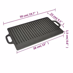 vidaXL Grill Platter Cast Iron Reversible Grill Tray Barbeque Base Plate Pan