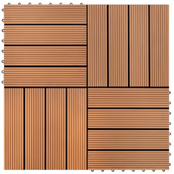 vidaXL Decking Tile 11 Pcs Floor Tile for Patio Balcony Garden Bathroom Pool Interlocking Flooring Tile for Spa Outdoor Fl ...