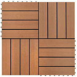 vidaXL Decking Tile 11 Pcs  Floor Tile for Patio Balcony Garden Bathroom Pool  Interlocking Flooring Tile for Spa  Outdoor Flooring  Brown