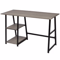 vidaXL Desk with 2 Shelves Grey and Oak Office Workstation Computer Table