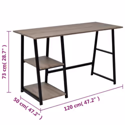 vidaXL Desk with 2 Shelves Grey and Oak Office Workstation Computer Table - Additional view 5