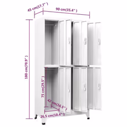 vidaXL Locker Cabinet with 6 Compartments Steel Grey Storage Unit Organiser - Additional view 7