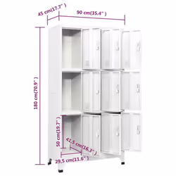 vidaXL Storage Filing Locker Cabinet with 9 Compartments Steel Grey Furniture