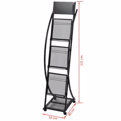 vidaXL Magazine Rack Newspaper Letter Storage Stand Organiser Shelves Black A4 - Additional view 5