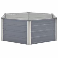 vidaXL Galvanised Steel Raised Planter | Hexagonal Flower Bed
