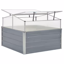 vidaXL Greenhouse Galvanised Steel Grey Outdoor Gardening Planter Propagator