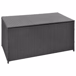 vidaXL Garden Storage Chest Poly Rattan Black Outdoor Patio Utility Box Case