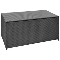 vidaXL Garden Storage Chest Poly Rattan Black Outdoor Patio Utility Box Case