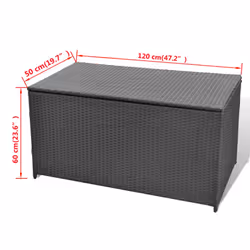 vidaXL Garden Storage Chest Poly Rattan Black Outdoor Patio Utility Box Case