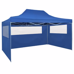 vidaXL Foldable Tent Pop-Up with 4 Side Walls 3x4.5m Blue Garden Gazebo Canopy - Additional view 5