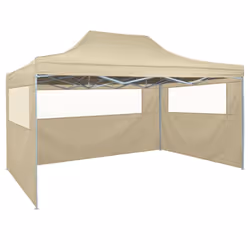 vidaXL Foldable Tent Pop-Up with 4 Side Walls 3x4.5m Cream White Garden Gazebo