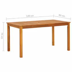 vidaXL Solid Acacia Wood Garden Table Outdoor Patio Furniture Dining Desk - Additional view 6