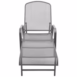 vidaXL 2x Sunloungers with Table Steel Mesh Adjustable Reclining Chairs Patio
