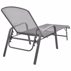 vidaXL 2x Sunloungers with Table Steel Mesh Adjustable Reclining Chairs Patio - Additional view 4