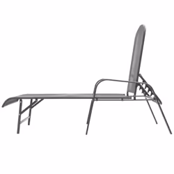 vidaXL 2x Sunloungers with Table Steel Mesh Adjustable Reclining Chairs Patio - Additional view 5