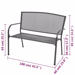 vidaXL Garden Bench with Armrests Steel Mesh 108x60x88 cm Patio Park Seat - Additional view 3