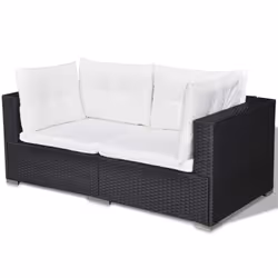 vidaXL Garden Lounge Set 5 Piece with Cushions Poly Rattan Black Sun Bed Sofa - Additional view 7