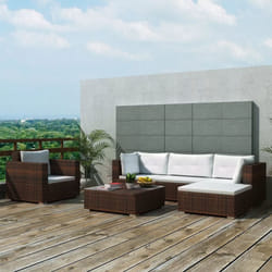 vidaXL Garden Lounge Set 6 Piece with Cushions Poly Rattan Brown Sun Bed Sofa