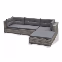 6pc vidaXL 42744 Rattan Garden Sofa Set | 5 Seater Outdoor Rattan Furniture Set