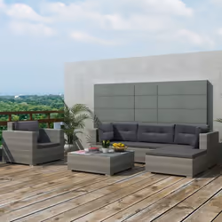 6pc vidaXL 42744 Rattan Garden Sofa Set | 5 Seater Outdoor Rattan Furniture Set - Additional view 6