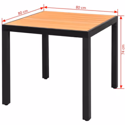 vidaXL Garden Dining Table WPC Aluminium 80x80x74 cm Brown Outdoor Furniture
