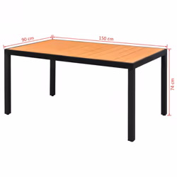 vidaXL Garden Dining Table WPC Aluminium 150x90x74 cm Brown Outdoor Furniture