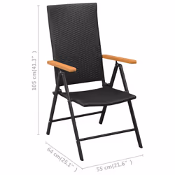 VidaXL 42798 outdoor chair Terrace Aluminium, Polyrattan Black - Additional view 7