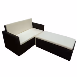 vidaXL Garden Lounge Set with Cushions 2 Piece Poly Rattan Brown Sofa Couch