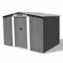 vidaXL Garden Storage Shed Grey Metal 257x205x178cm Tool Organiser Cabin Room