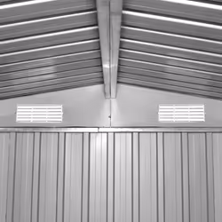 vidaXL Garden Storage Shed Grey Metal 257x205x178cm Tool Organiser Cabin Room - Additional view 6
