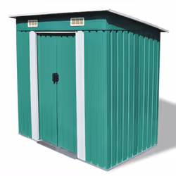 vidaXL Garden Shed Green Metal Outdoor Patio Storage Organiser House Cabin