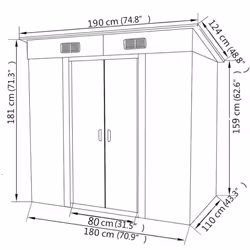 vidaXL Garden Shed Green Metal Outdoor Patio Storage Organiser House Cabin - Additional view 10
