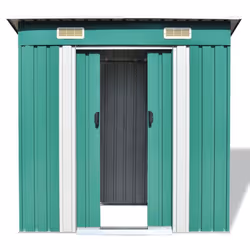 vidaXL Garden Shed Green Metal Outdoor Patio Storage Organiser House Cabin