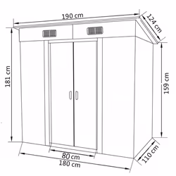 vidaXL Garden Shed Green Metal Outdoor Patio Storage Organiser House Cabin - Additional view 7