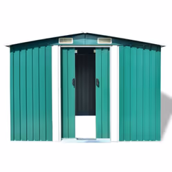 vidaXL Garden Storage Shed Green Metal 257x205x178cm Tool Organiser Cabin Room