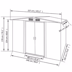 vidaXL Garden Storage Shed Green Metal 257x205x178cm Tool Organiser Cabin Room - Additional view 7