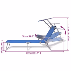 VidaXL 42931 outdoor chair Lounge Padded seat Polyester Blue - Additional view 8