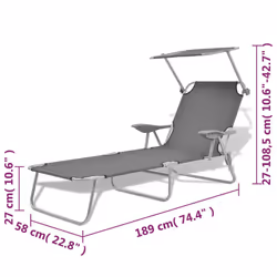 VidaXL 42934 outdoor chair Lounge Padded seat Polyester Grey - Additional view 8